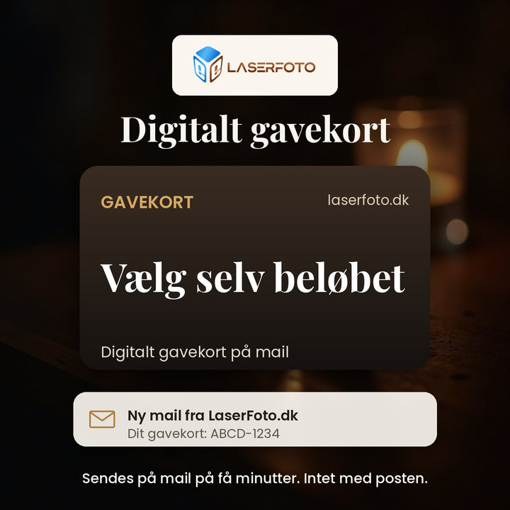 Digitalt LaserFoto-presentkort, koden skickas via e-post