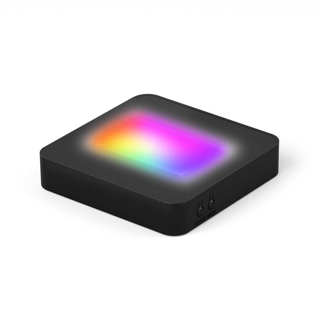 Svart multiljusbas 10×10 cm med färgskiftande LED-ljus