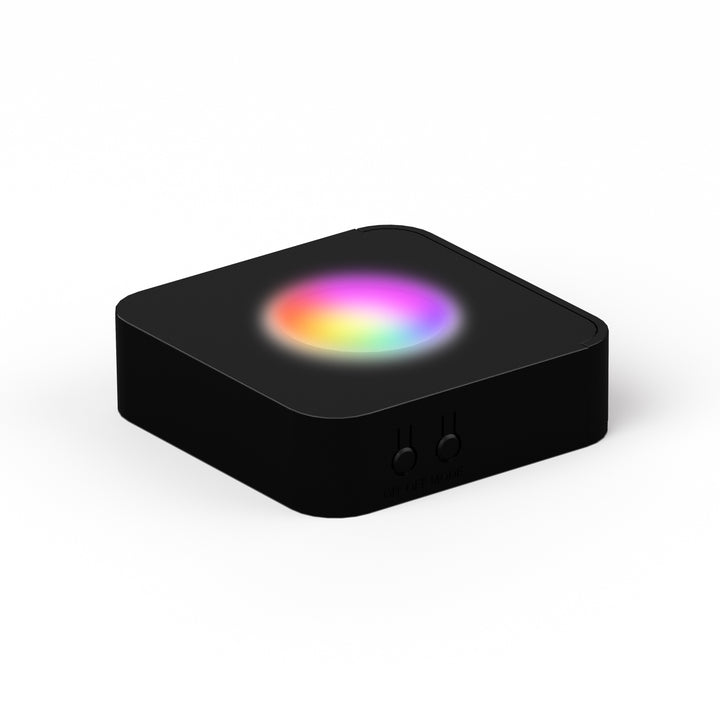Liten svart multiljusbas 7×7 cm med färgskiftande LED-ljus