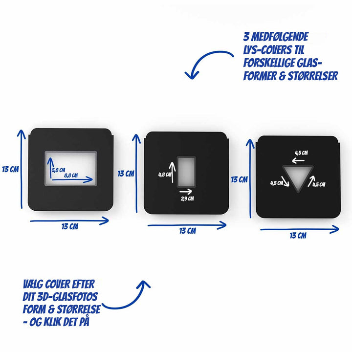 3 ljusskydd till Multiljusbas - Large med öppningar på 8,8 × 5,8 cm, 2,9 × 4,8 cm och triangel med 4,5 cm sidor