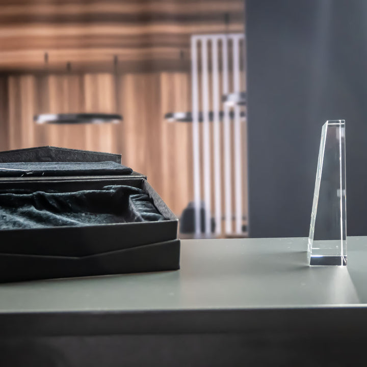 Prism award sedd från sidan, som visar den sneda fronten