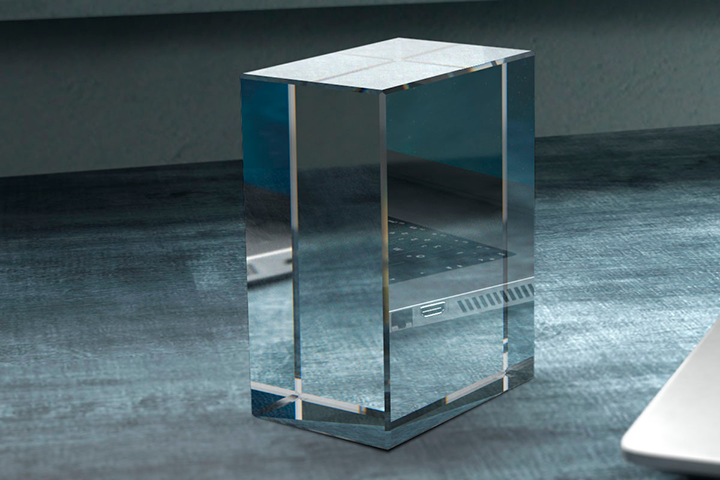 Stor rektangulär glasblock 10x15x20 cm i klart kristallglas utan gravyr